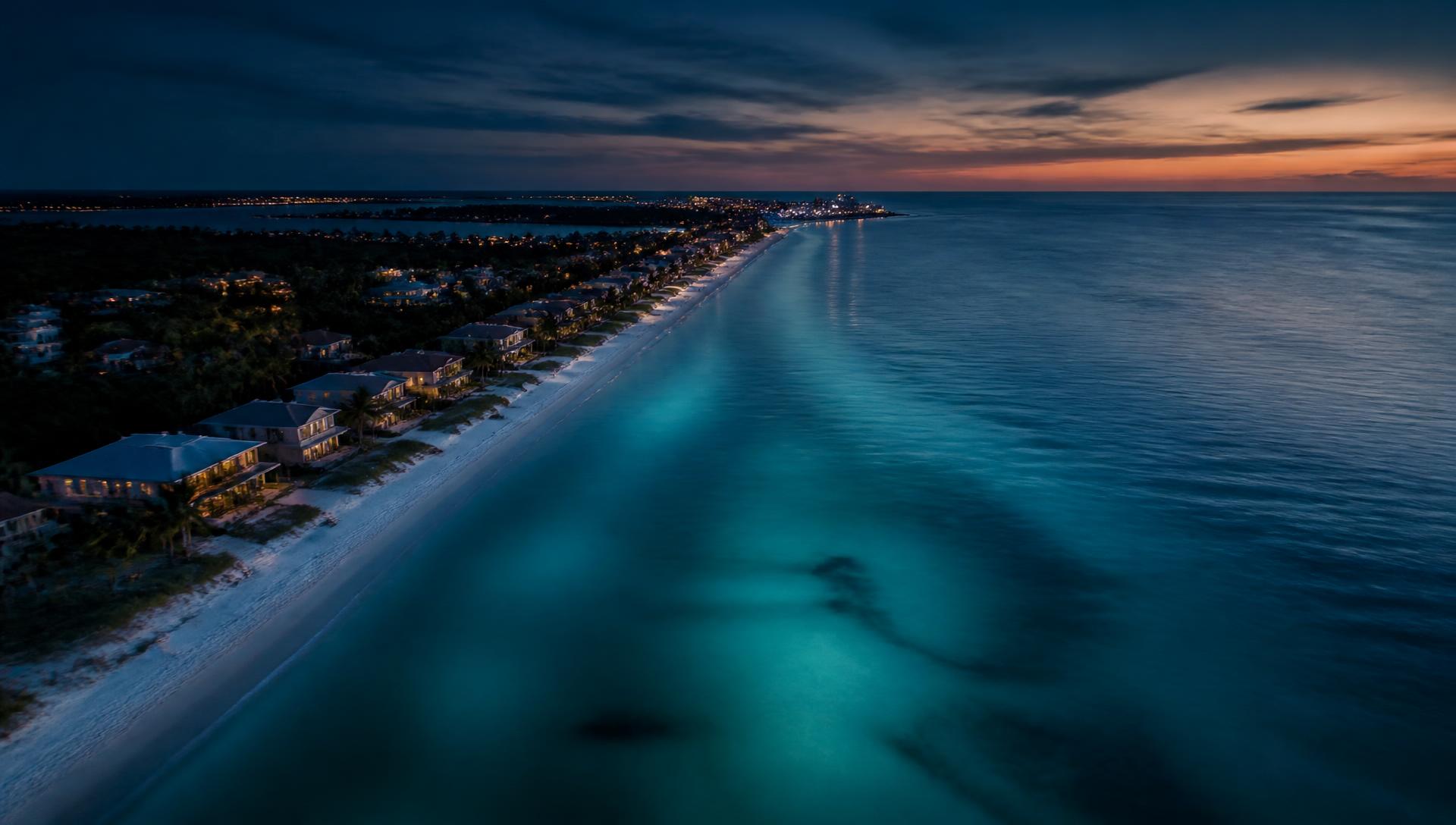 Southwest Florida coastline at dusk